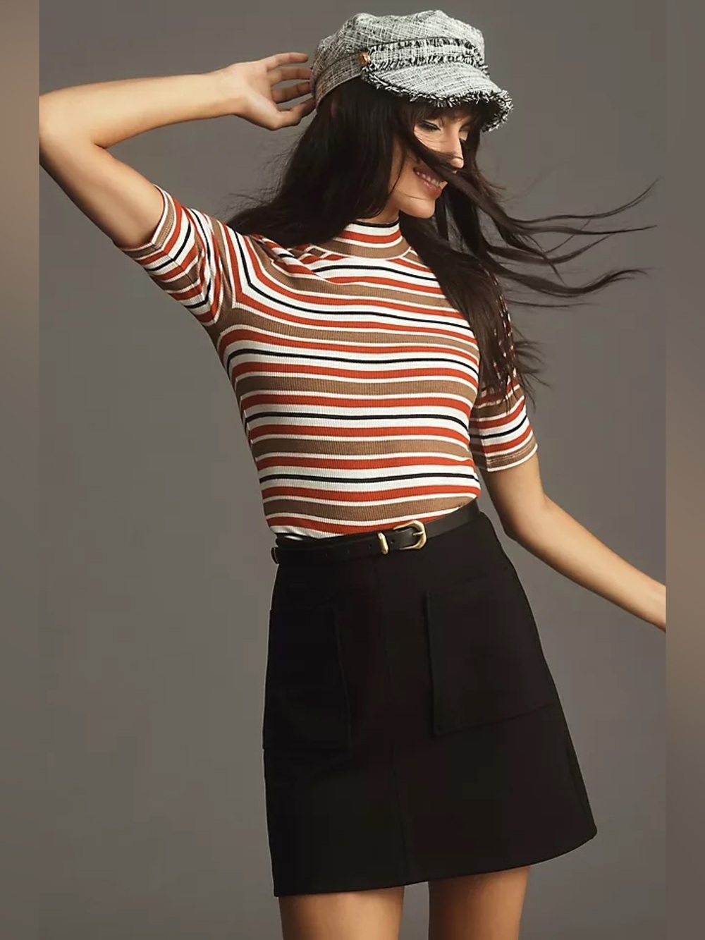 Anthropologie Mock Neck Half Sleeve Knit Tee
